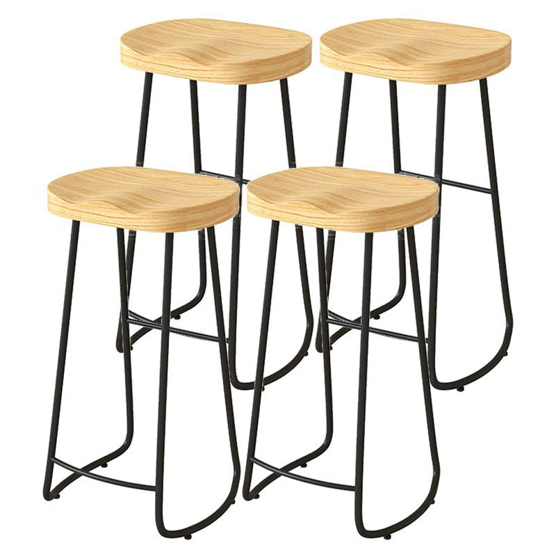 Contemporary Natural Solid Wood Barstool Footrest Restaurant Stool