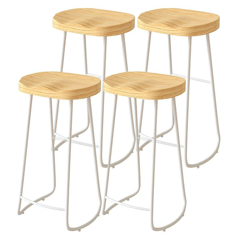 Contemporary Natural Solid Wood Barstool Footrest Restaurant Stool