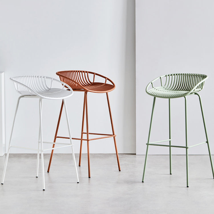 Contemporary Milk Tea Shop Footrest Stool Matte Finish Metal Barstool