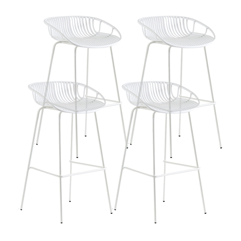 Contemporary Milk Tea Shop Footrest Stool Matte Finish Metal Barstool