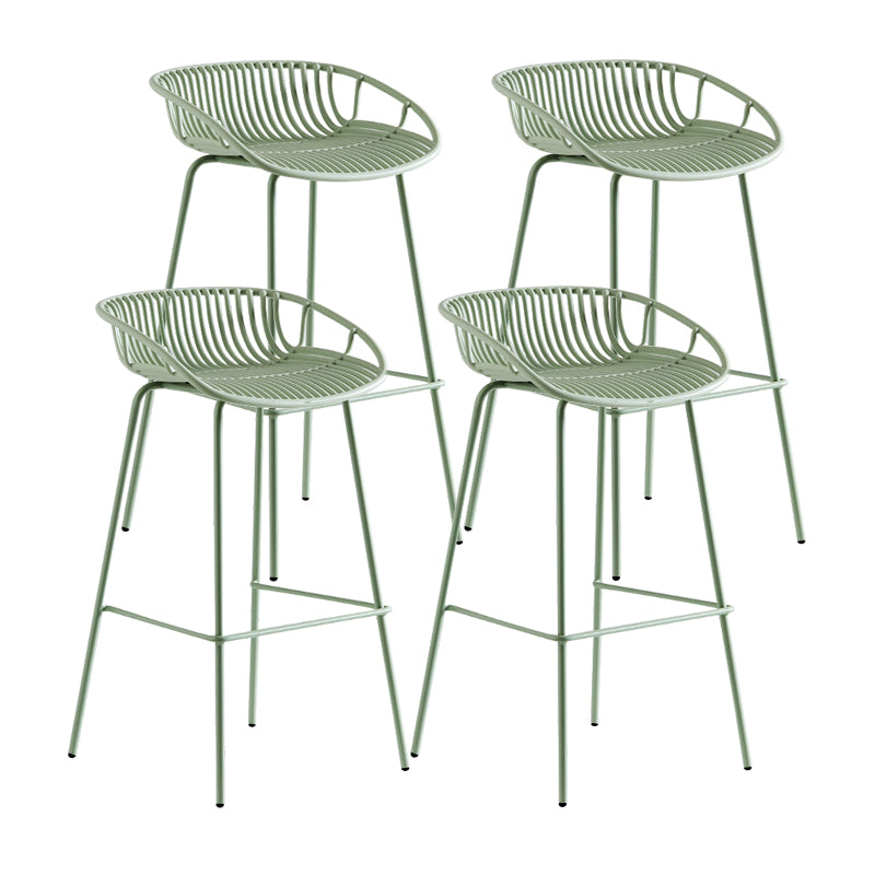 Contemporary Milk Tea Shop Footrest Stool Matte Finish Metal Barstool