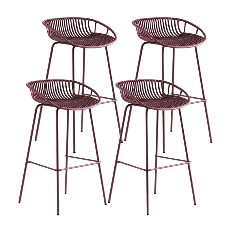 Contemporary Milk Tea Shop Footrest Stool Matte Finish Metal Barstool