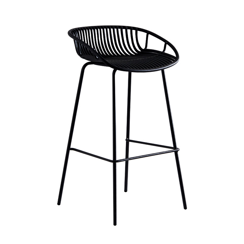 Contemporary Milk Tea Shop Footrest Stool Matte Finish Metal Barstool