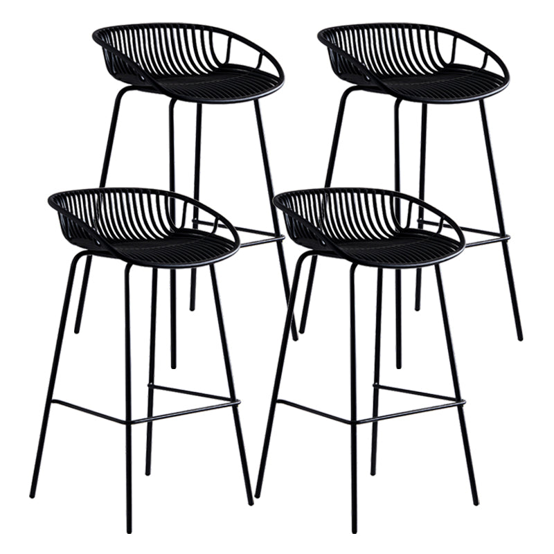 Contemporary Milk Tea Shop Footrest Stool Matte Finish Metal Barstool