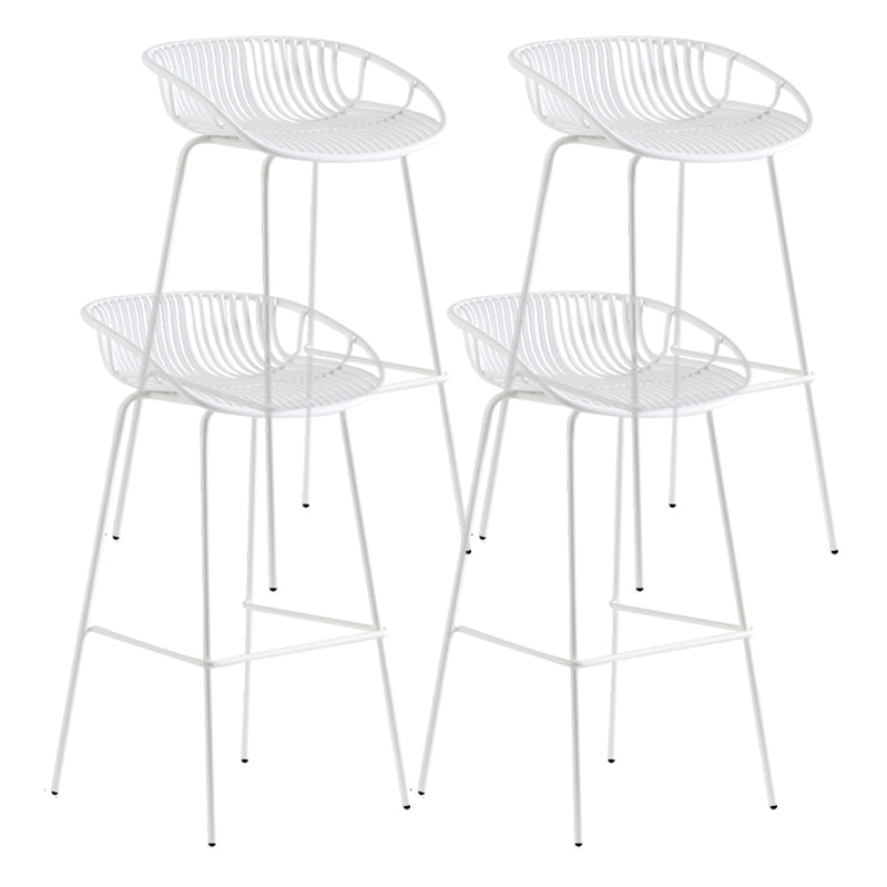 Contemporary Milk Tea Shop Footrest Stool Matte Finish Metal Barstool