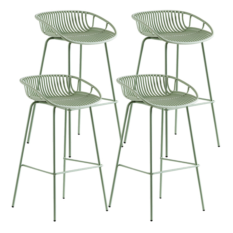 Contemporary Milk Tea Shop Footrest Stool Matte Finish Metal Barstool