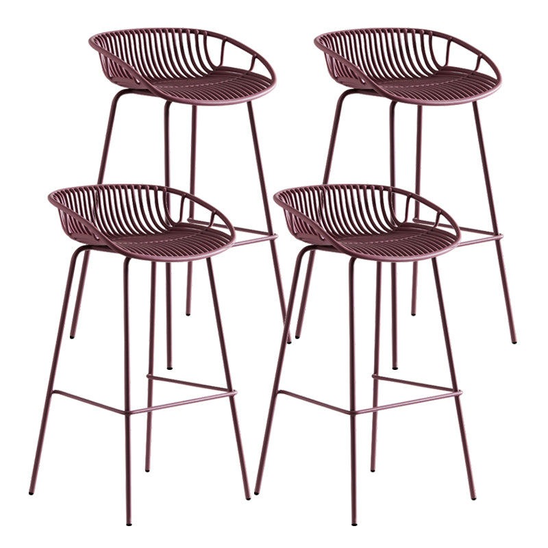 Contemporary Milk Tea Shop Footrest Stool Matte Finish Metal Barstool