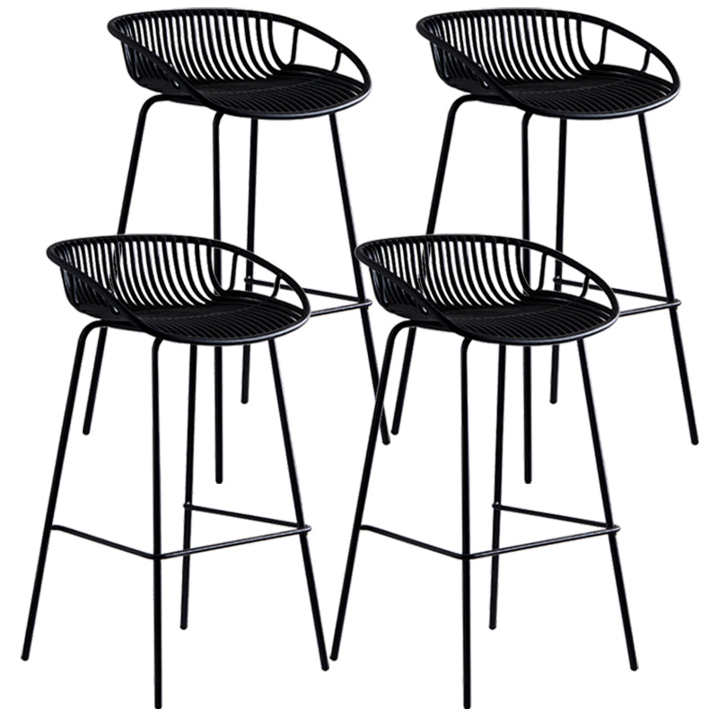 Contemporary Milk Tea Shop Footrest Stool Matte Finish Metal Barstool