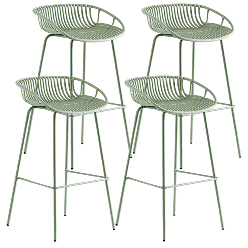 Contemporary Milk Tea Shop Footrest Stool Matte Finish Metal Barstool