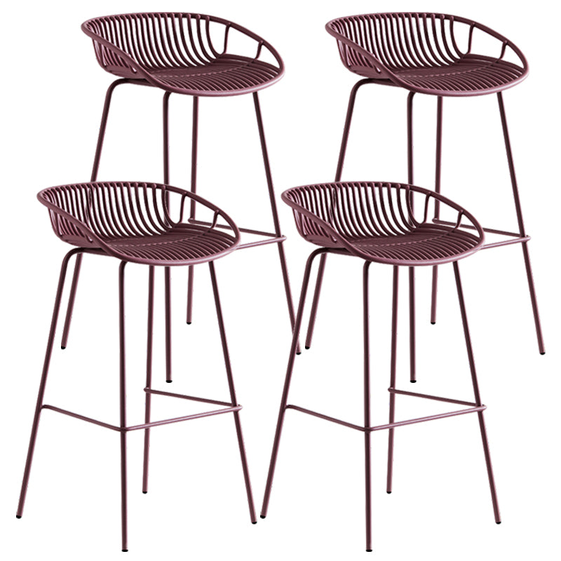 Contemporary Milk Tea Shop Footrest Stool Matte Finish Metal Barstool