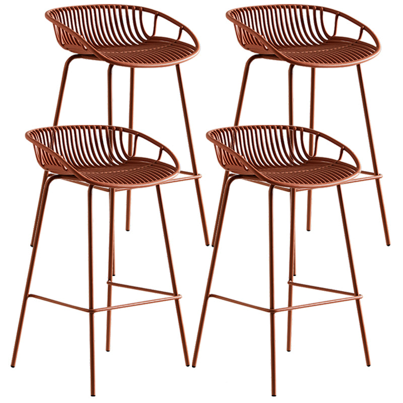 Contemporary Milk Tea Shop Footrest Stool Matte Finish Metal Barstool