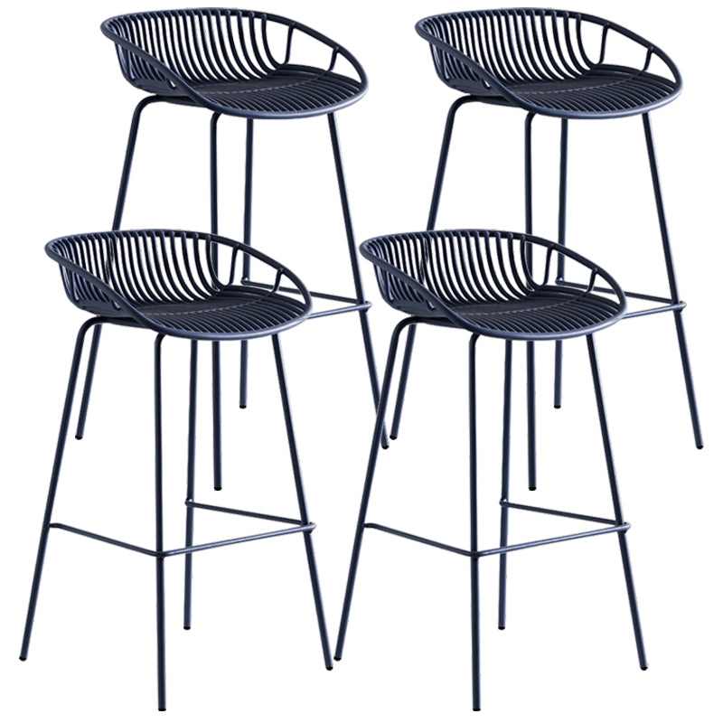 Contemporary Milk Tea Shop Footrest Stool Matte Finish Metal Barstool