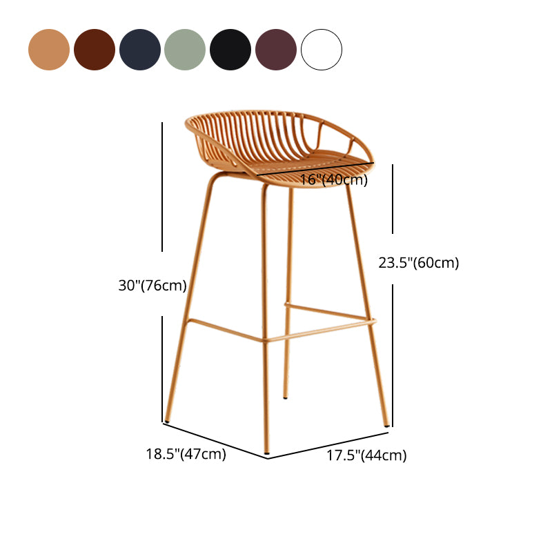 Contemporary Milk Tea Shop Footrest Stool Matte Finish Metal Barstool