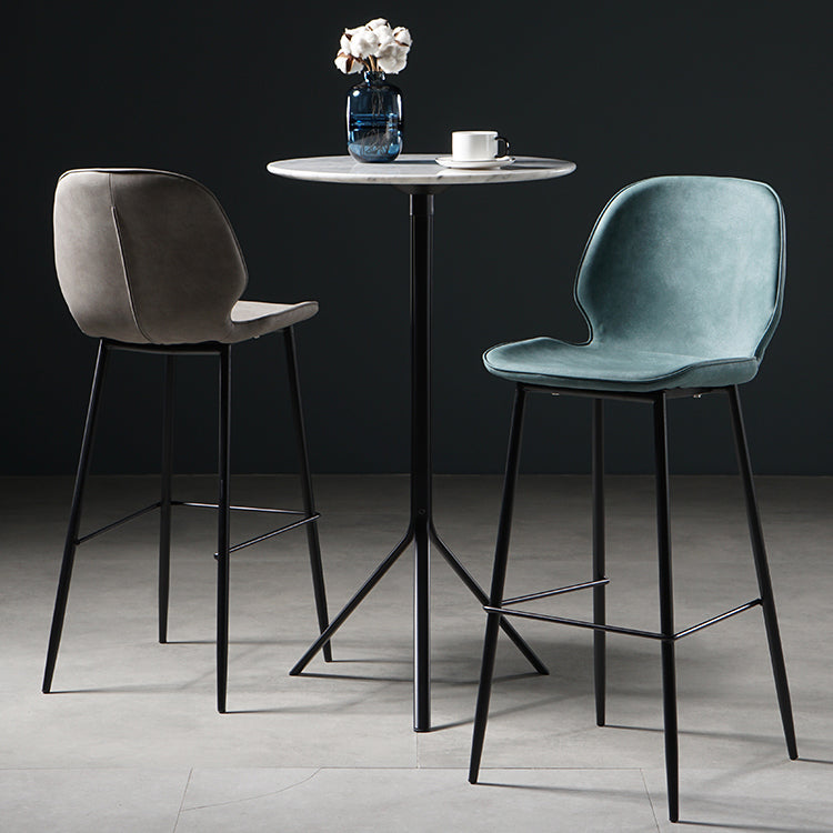 Scandinavian Footrest Matte Finish Barstool Restaurant Leather Stool