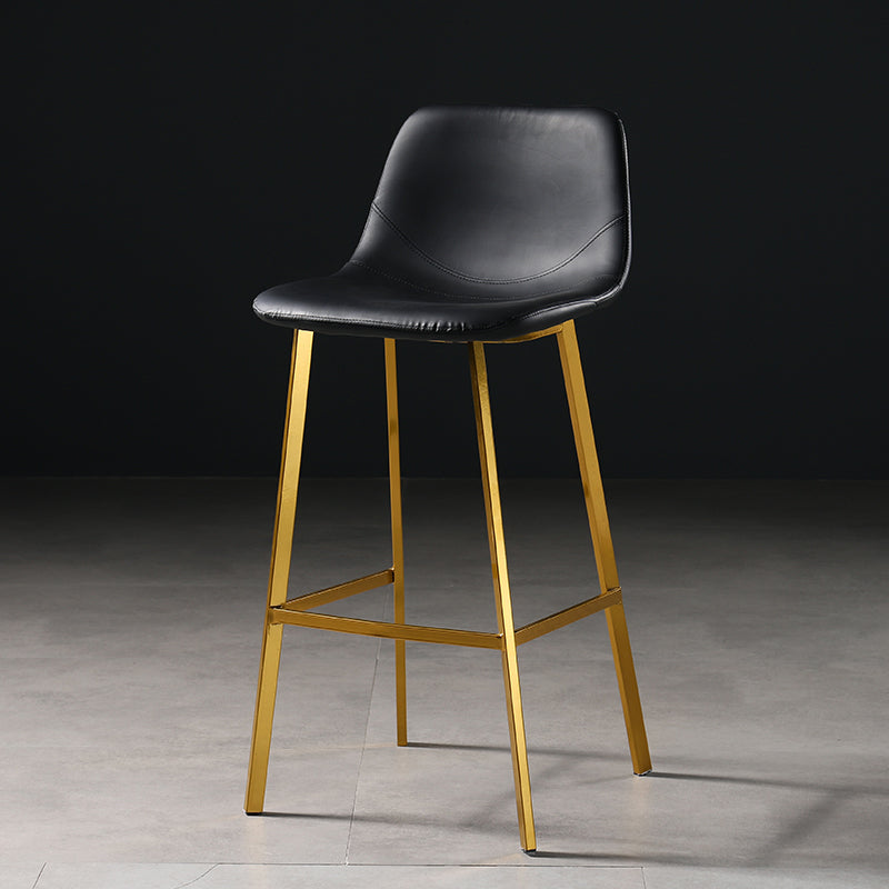 Scandinavian Footrest Matte Finish Barstool Restaurant Leather Stool