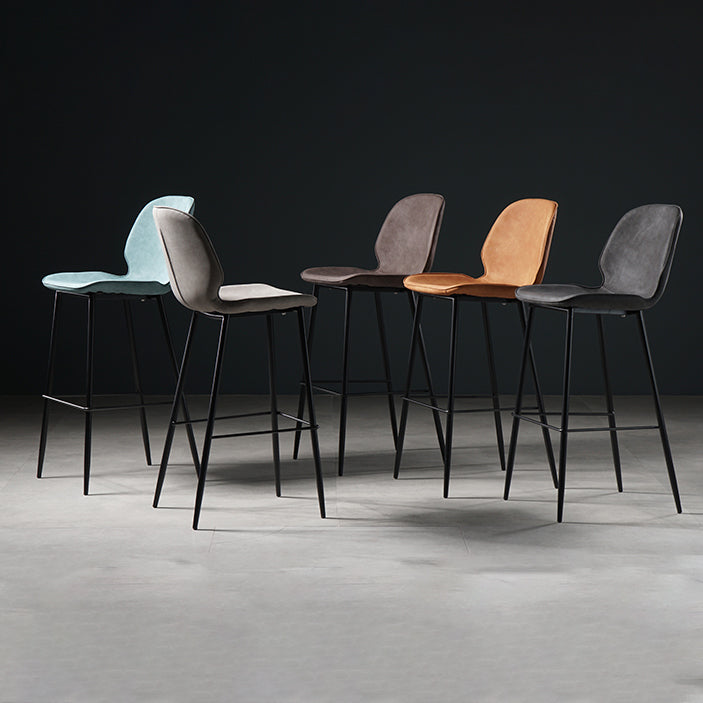 Scandinavian Footrest Matte Finish Barstool Restaurant Leather Stool