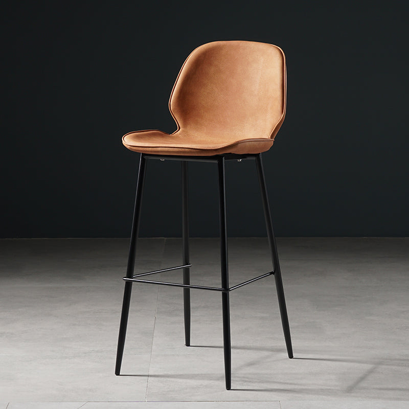 Scandinavian Footrest Matte Finish Barstool Restaurant Leather Stool