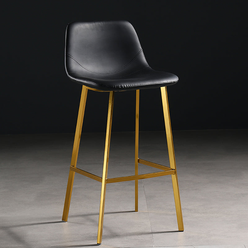 Scandinavian Footrest Matte Finish Barstool Restaurant Leather Stool