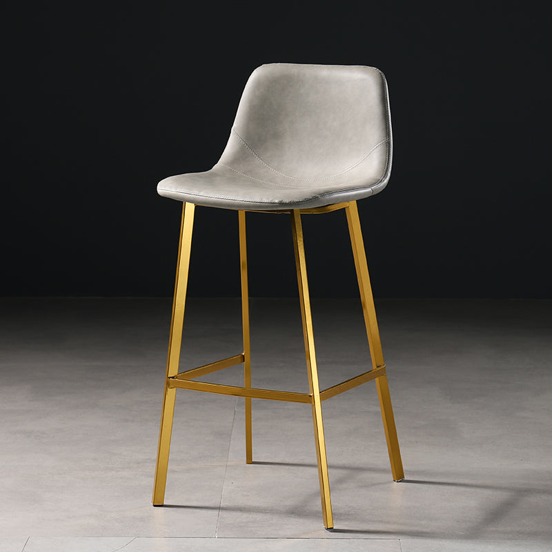 Scandinavian Footrest Matte Finish Barstool Restaurant Leather Stool