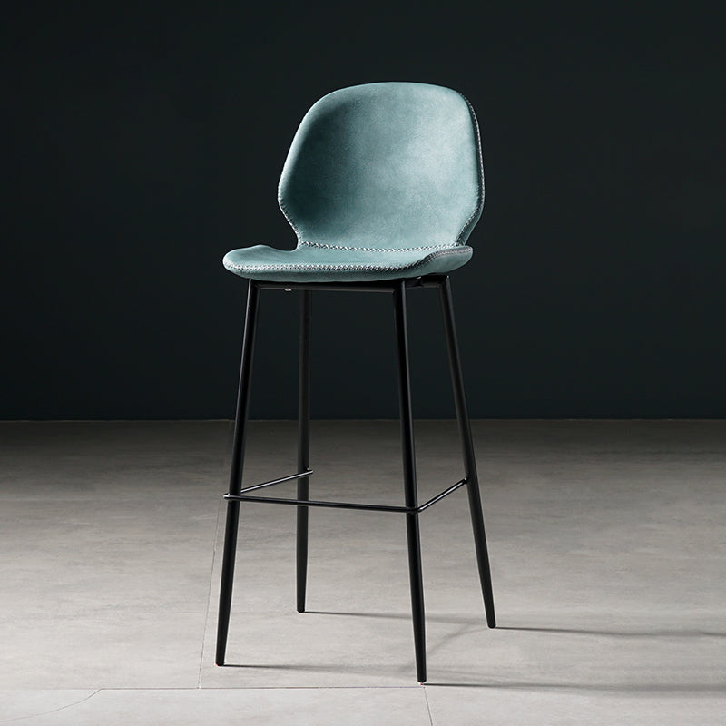 Scandinavian Footrest Matte Finish Barstool Restaurant Leather Stool