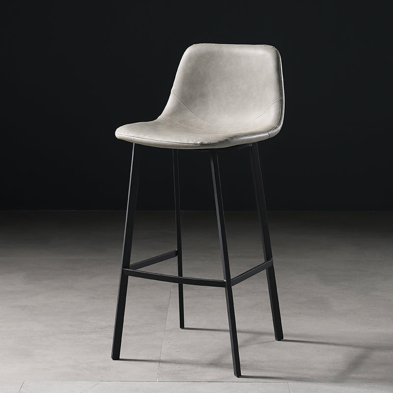Scandinavian Footrest Matte Finish Barstool Restaurant Leather Stool