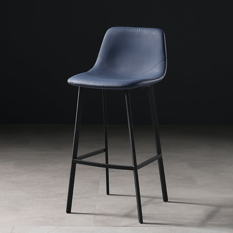 Scandinavian Footrest Matte Finish Barstool Restaurant Leather Stool