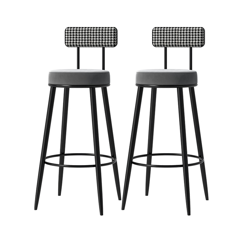 Scandinavian Matte Finish Velvet Barstool Footrest Coffee Shop Stool