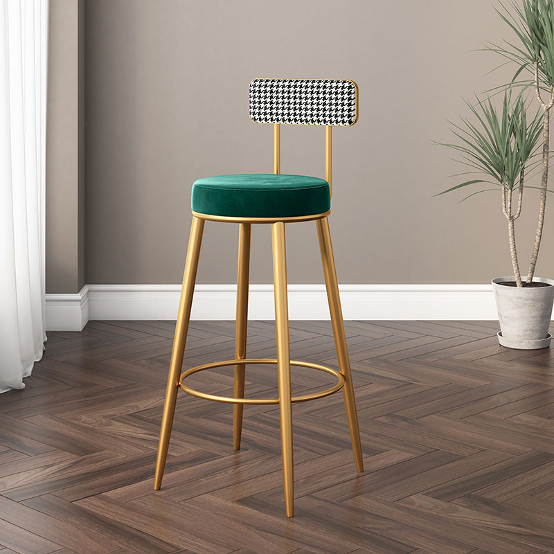 Scandinavian Matte Finish Velvet Barstool Footrest Coffee Shop Stool