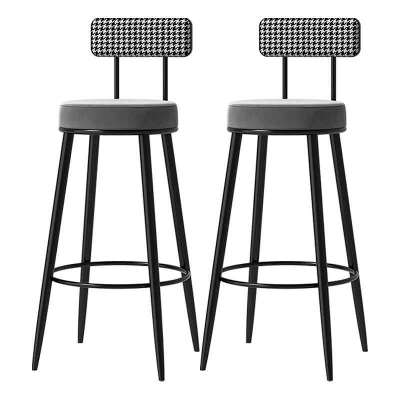 Scandinavian Matte Finish Velvet Barstool Footrest Coffee Shop Stool