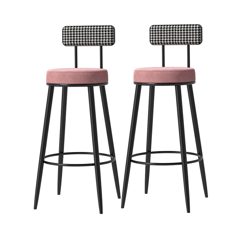 Scandinavian Matte Finish Velvet Barstool Footrest Coffee Shop Stool