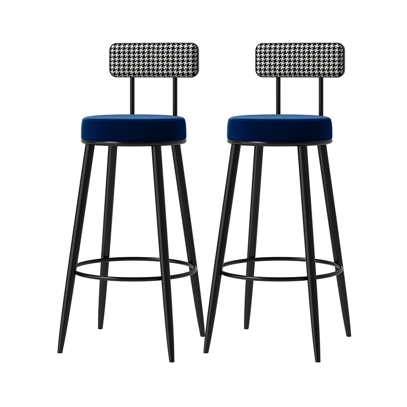 Scandinavian Matte Finish Velvet Barstool Footrest Coffee Shop Stool