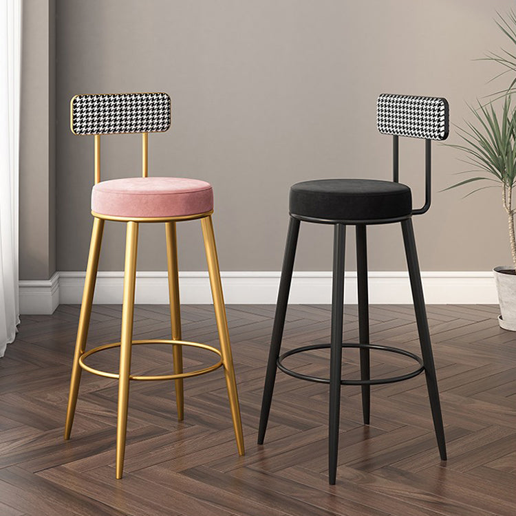 Scandinavian Matte Finish Velvet Barstool Footrest Coffee Shop Stool