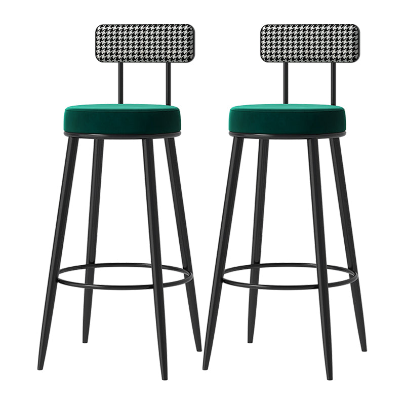 Scandinavian Matte Finish Velvet Barstool Footrest Coffee Shop Stool