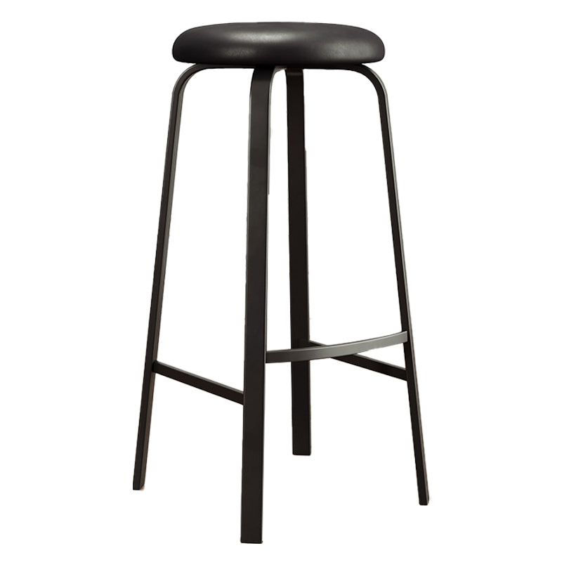 Contemporary Matte Finish Upholstered Stool Footrest Iron Bar Stool