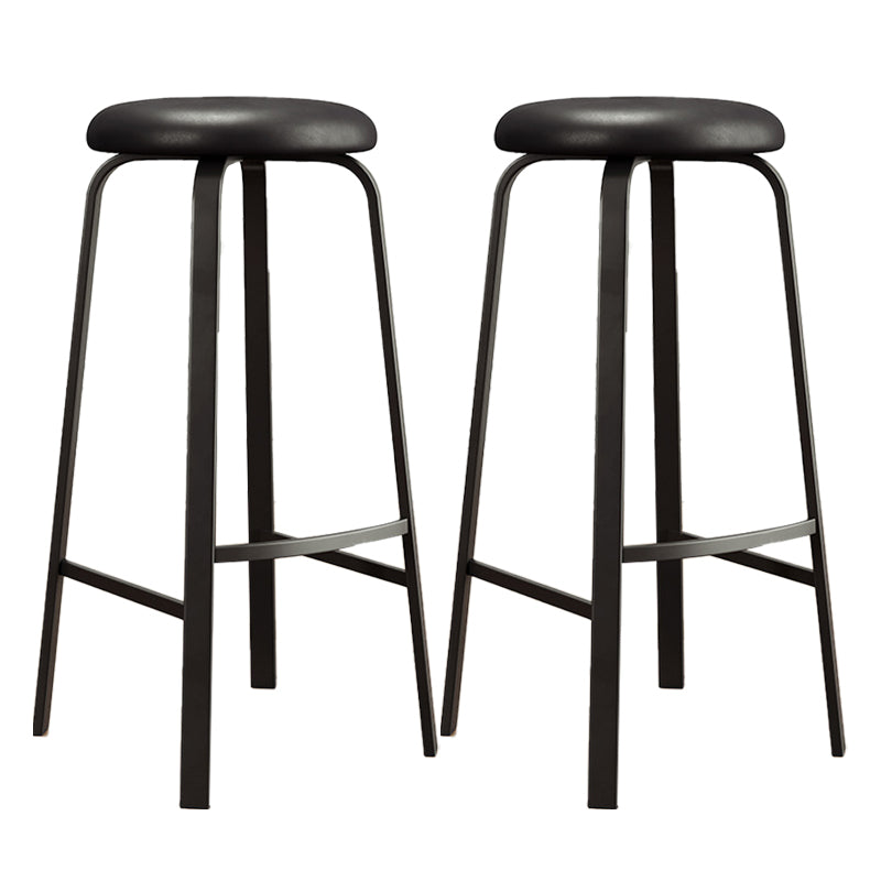 Contemporary Matte Finish Upholstered Stool Footrest Iron Bar Stool