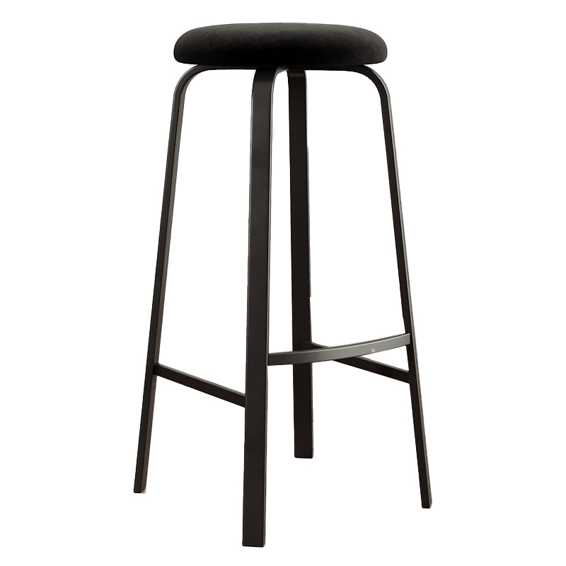Contemporary Matte Finish Upholstered Stool Footrest Iron Bar Stool