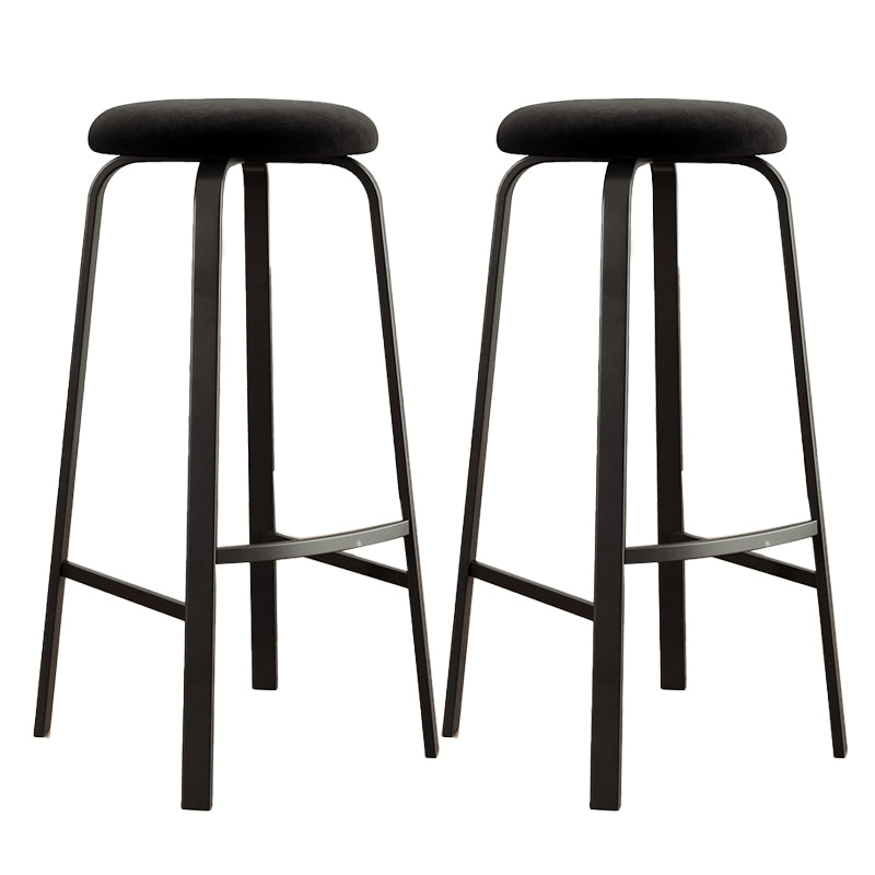 Contemporary Matte Finish Upholstered Stool Footrest Iron Bar Stool