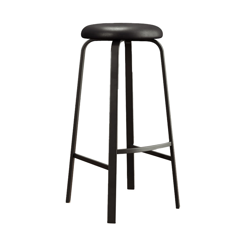 Contemporary Matte Finish Upholstered Stool Footrest Iron Bar Stool