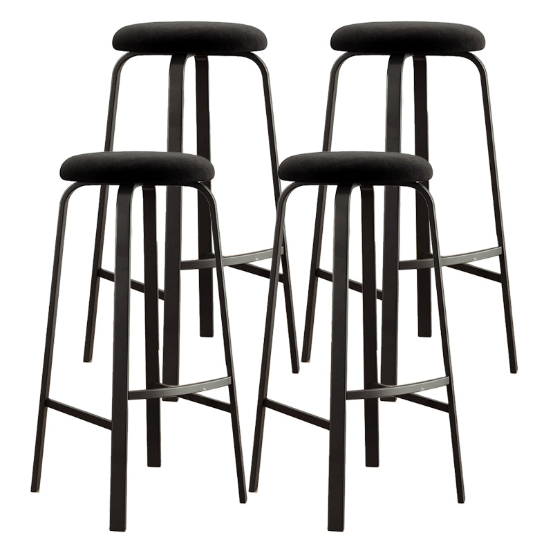 Contemporary Matte Finish Upholstered Stool Footrest Iron Bar Stool