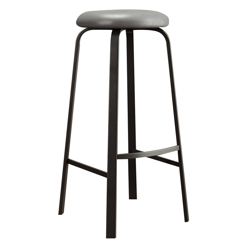 Contemporary Matte Finish Upholstered Stool Footrest Iron Bar Stool
