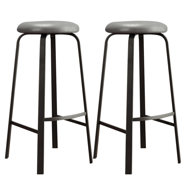 Contemporary Matte Finish Upholstered Stool Footrest Iron Bar Stool