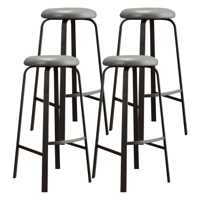 Contemporary Matte Finish Upholstered Stool Footrest Iron Bar Stool