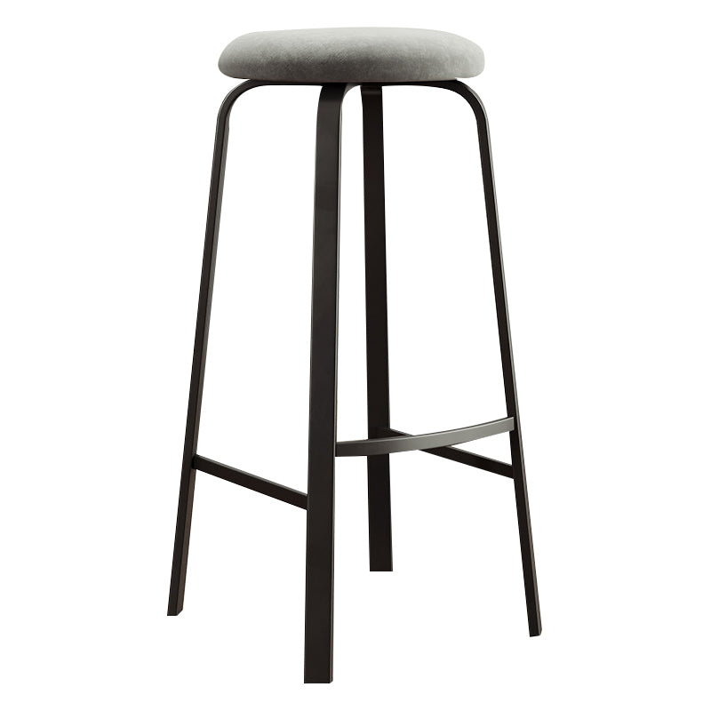 Contemporary Matte Finish Upholstered Stool Footrest Iron Bar Stool