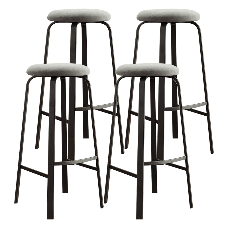 Contemporary Matte Finish Upholstered Stool Footrest Iron Bar Stool