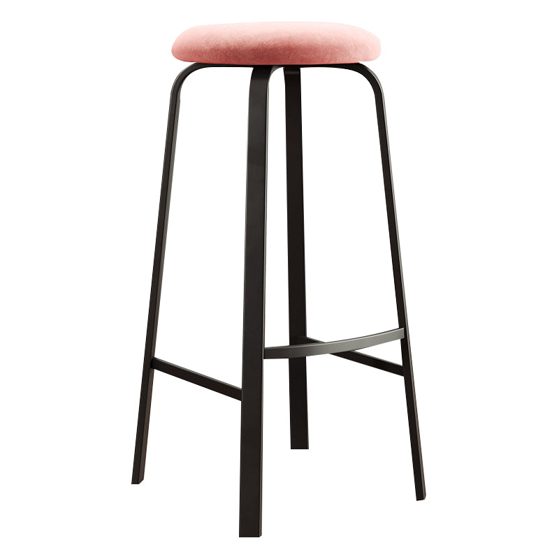 Contemporary Matte Finish Upholstered Stool Footrest Iron Bar Stool