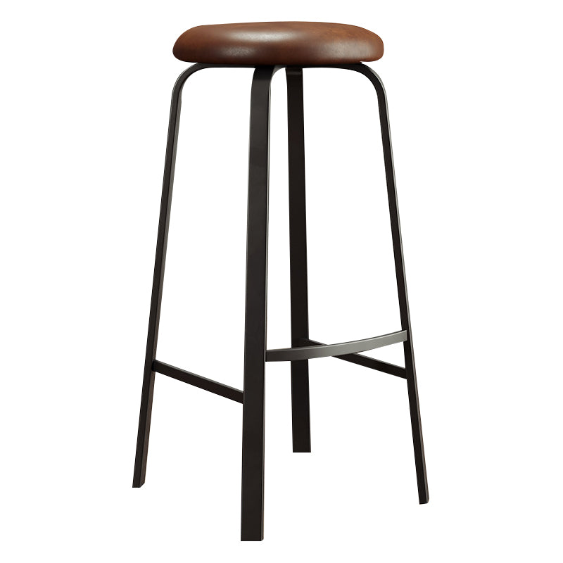 Contemporary Matte Finish Upholstered Stool Footrest Iron Bar Stool