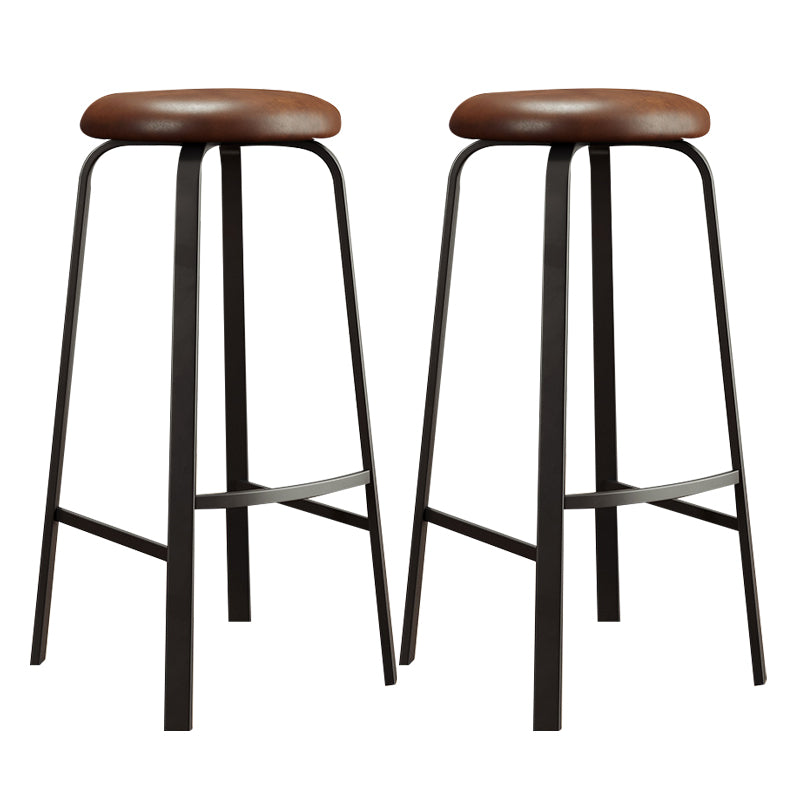 Contemporary Matte Finish Upholstered Stool Footrest Iron Bar Stool