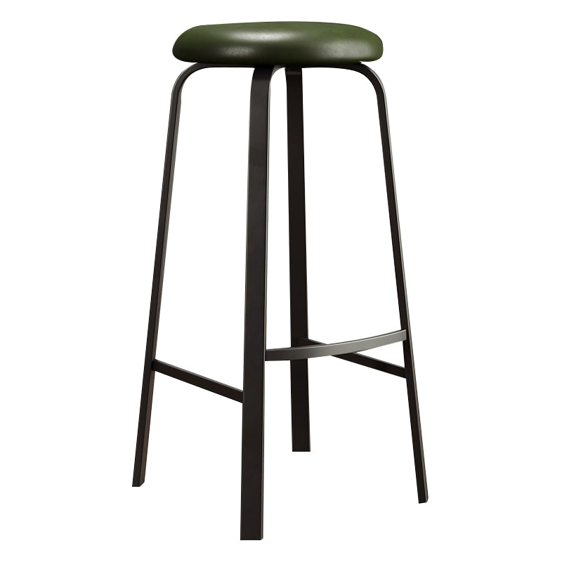 Contemporary Matte Finish Upholstered Stool Footrest Iron Bar Stool