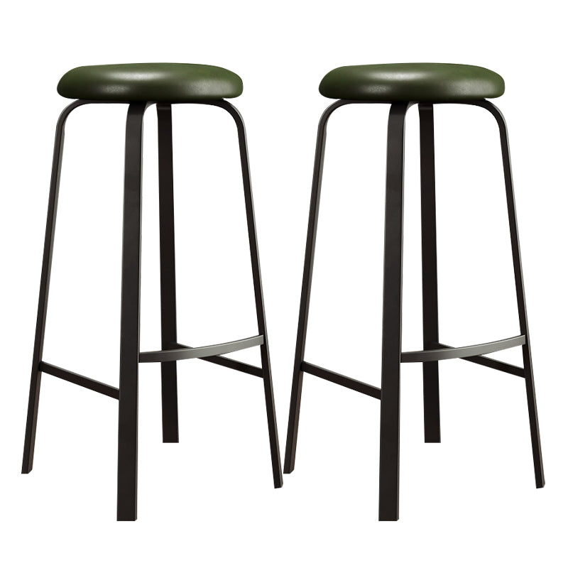 Contemporary Matte Finish Upholstered Stool Footrest Iron Bar Stool