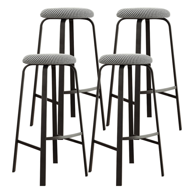Contemporary Matte Finish Upholstered Stool Footrest Iron Bar Stool